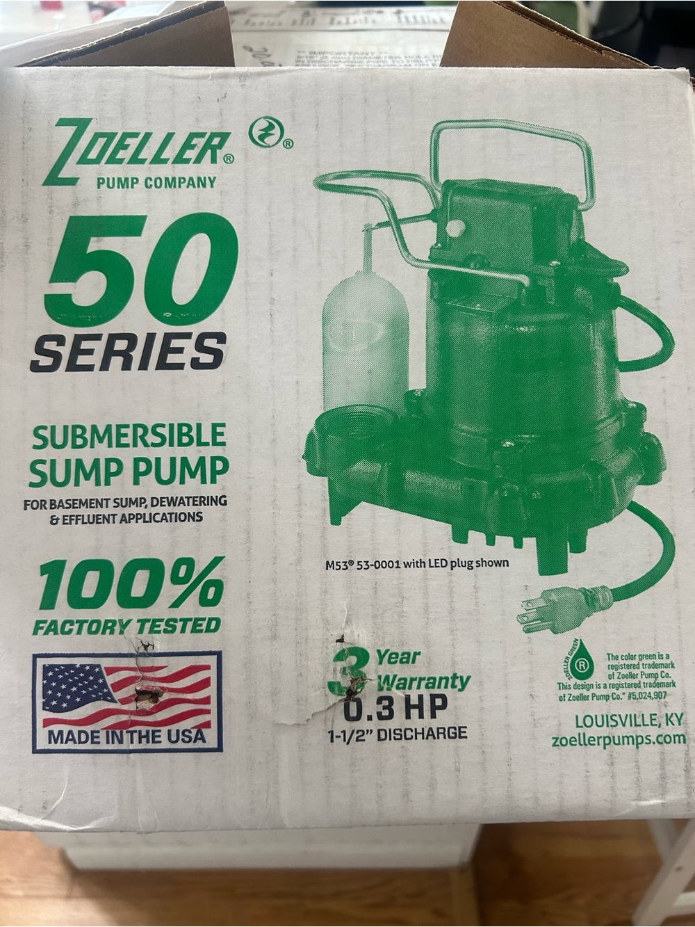NEW ZOELLER Green Cast Iron Submersible Pump with Float Switch - Picture 6 of 6